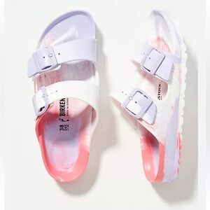 Birkenstock White and Pink Sandals